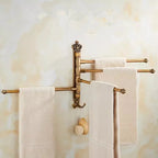 Brushed Gold Antique-Engraved Foldable Towel Bar (20 in)