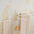 Brushed Gold Antique-Engraved Foldable Towel Bar (20 in)