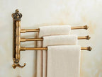 Brushed Gold Antique-Engraved Foldable Towel Bar (20 in)