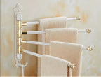 Brushed Gold Antique-Engraved Foldable Towel Bar (20 in)