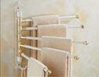 Brushed Gold Antique-Engraved Foldable Towel Bar (20 in)
