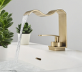 Brushed Gold Solid Brass Waterfall Bathroom Faucet