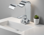 Brushed Gold Solid Brass Waterfall Bathroom Faucet