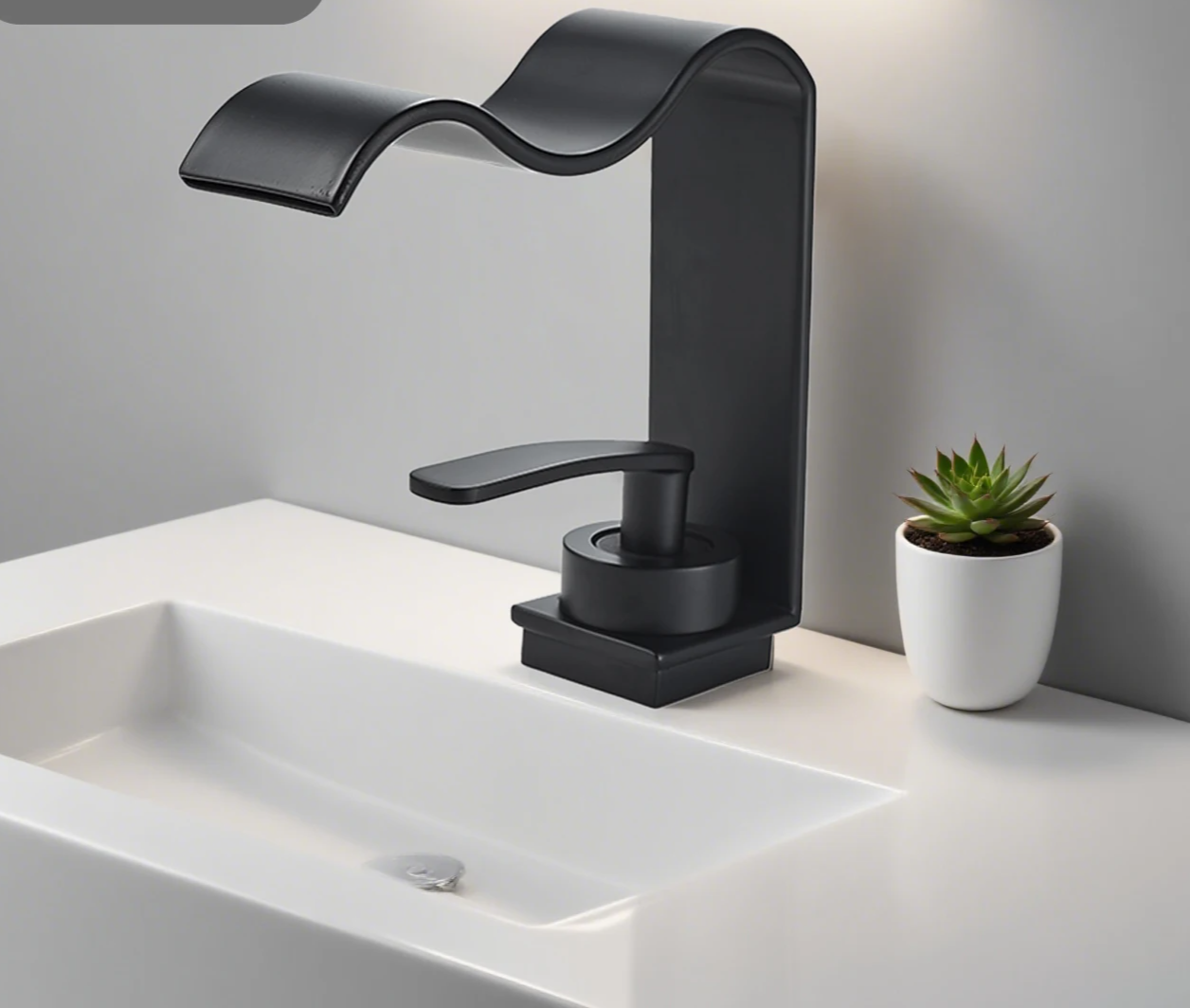 Brushed Gold Solid Brass Waterfall Bathroom Faucet
