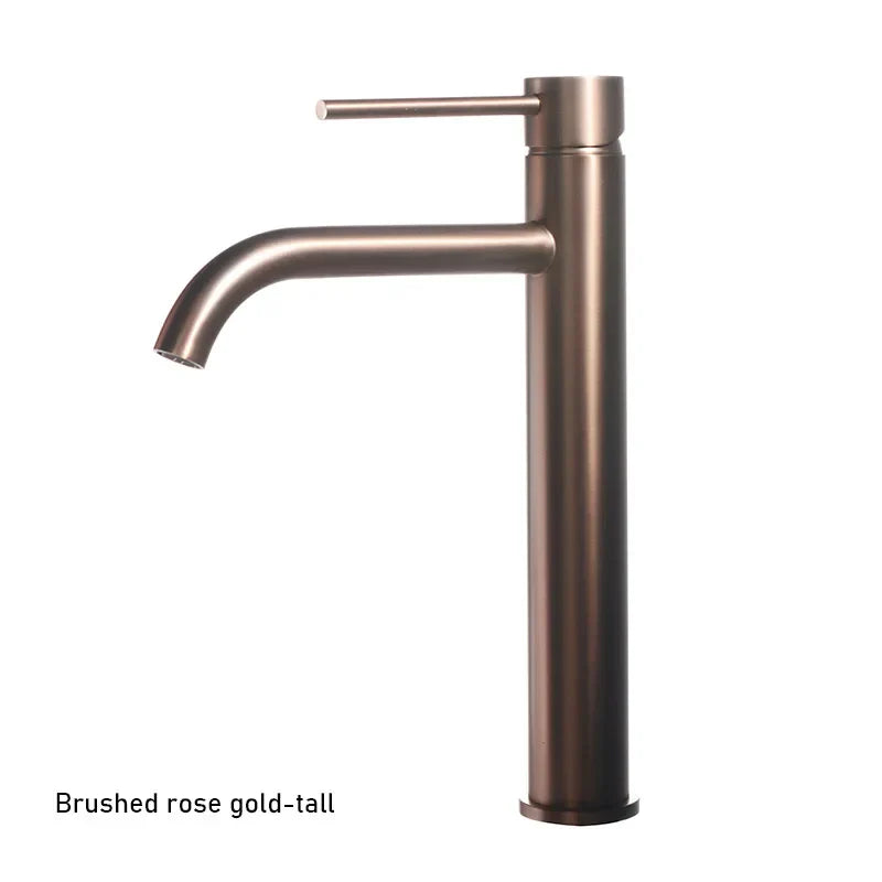 Brushed Rose Gold Stainless Steel Single-Handle Vessel Faucet (Single-Hole)