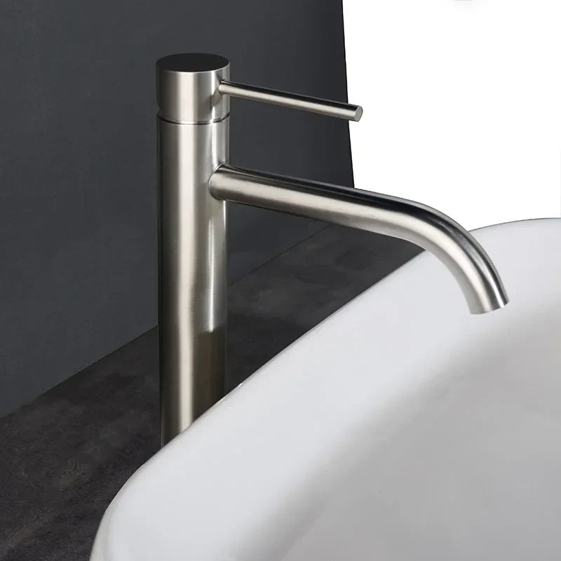 Brushed Rose Gold Stainless Steel Single-Handle Vessel Faucet (Single-Hole)