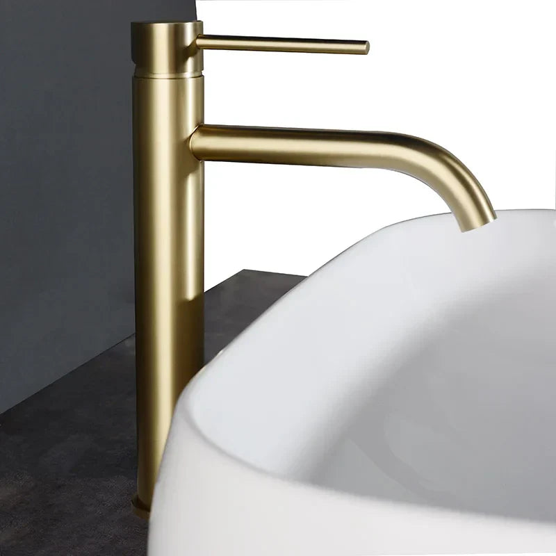 Brushed Rose Gold Stainless Steel Single-Handle Vessel Faucet (Single-Hole)