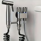 Brushed Stainless Dual-Outlet Wall-Mounted Bidet Sprayer