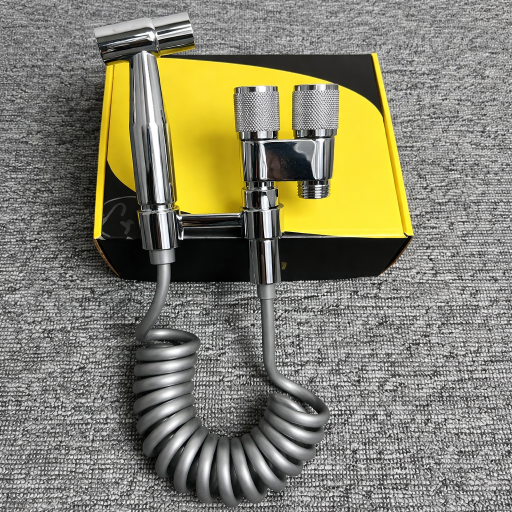 Brushed Stainless Dual-Outlet Wall-Mounted Bidet Sprayer