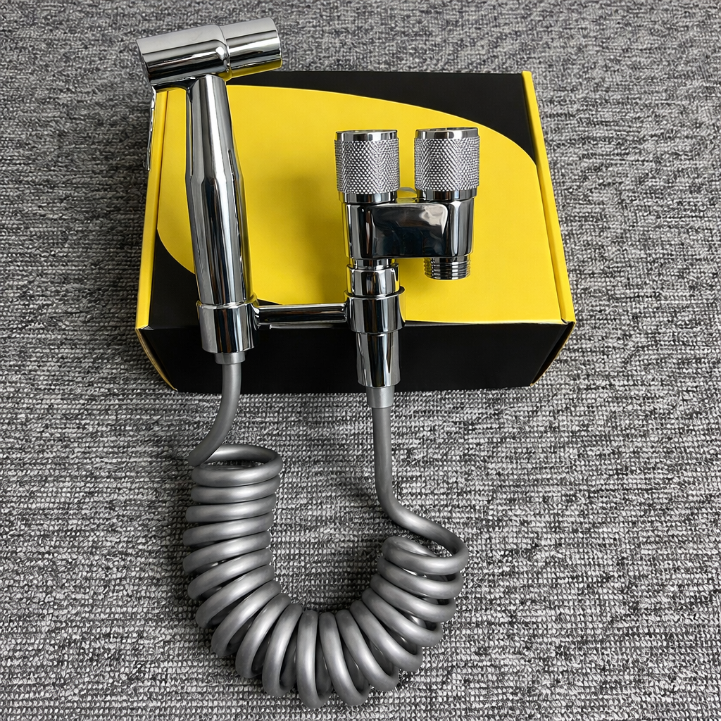 Brushed Stainless Dual-Outlet Wall-Mounted Bidet Sprayer