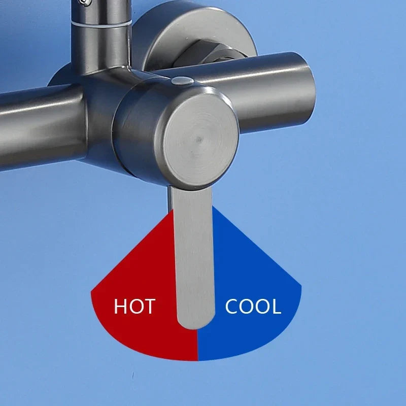 Brushed Stainless Steel 360° Swivel Wall-Mount Faucet (Single-Lever, 4 Spray Modes)
