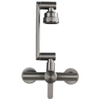 Brushed Stainless Steel 360° Swivel Wall-Mount Faucet (Single-Lever, 4 Spray Modes)