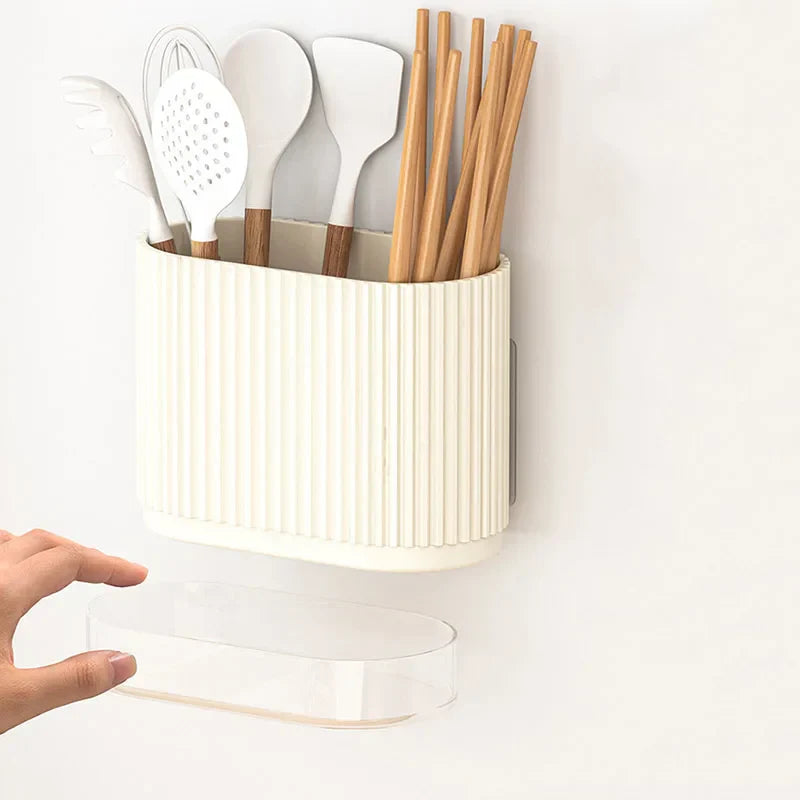 Built-In Drainage No-Drill Cutlery Holder