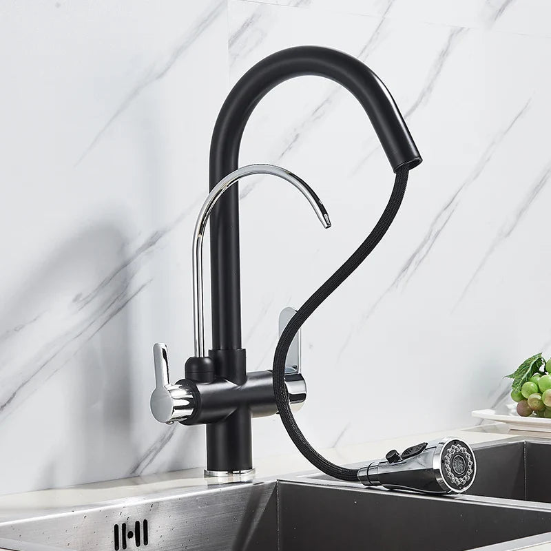 Built-In Filtered Pull-Out Kitchen Faucet (360° Rotation)