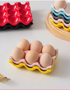 Ceramic Non-Roll Refrigerator-Safe Egg Holder (6- or 12-Slot)