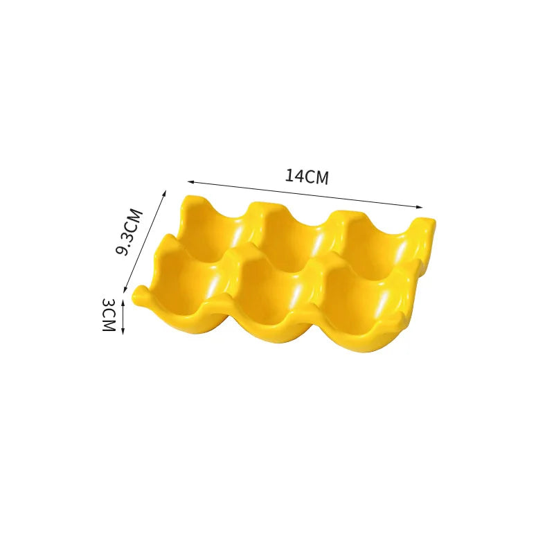 Ceramic Non-Roll Refrigerator-Safe Egg Holder (6- or 12-Slot)