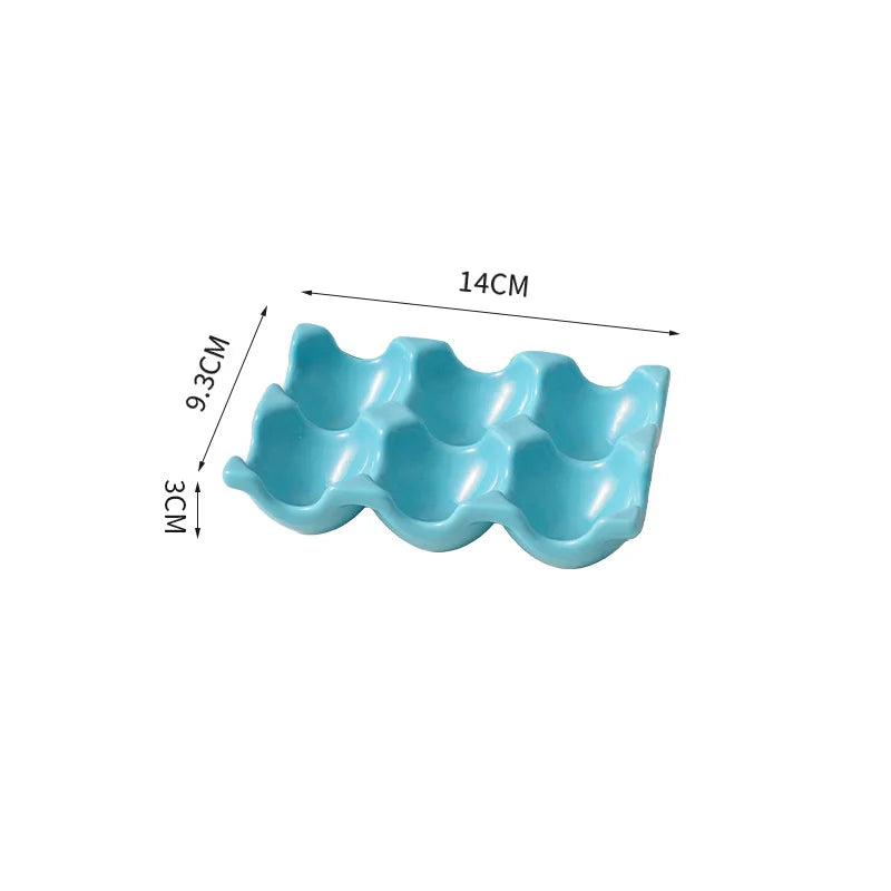 Ceramic Non-Roll Refrigerator-Safe Egg Holder (6- or 12-Slot)