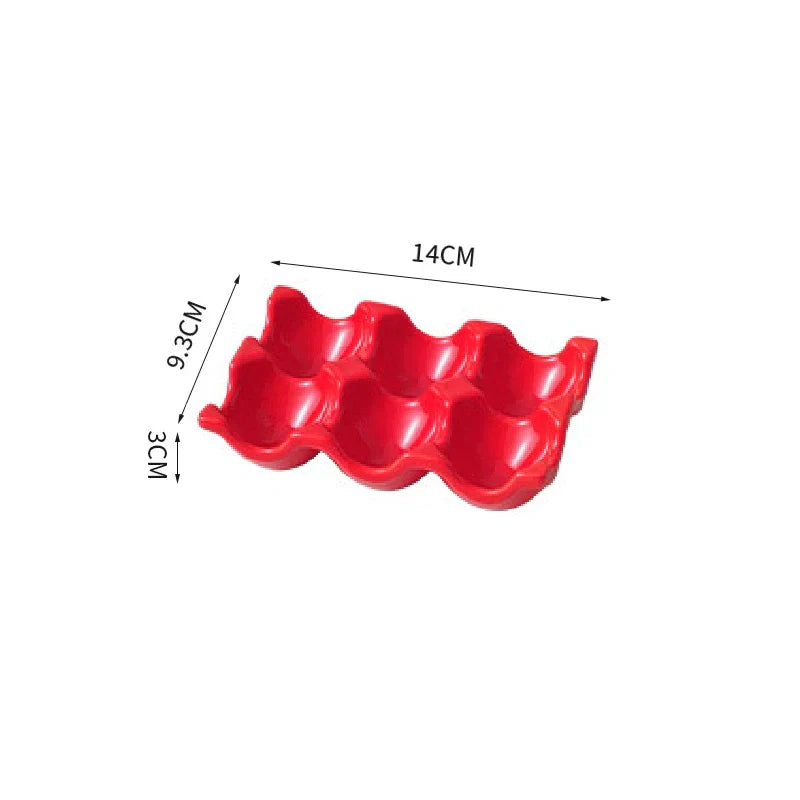 Ceramic Non-Roll Refrigerator-Safe Egg Holder (6- or 12-Slot)