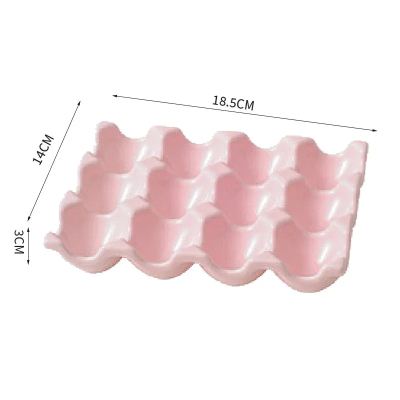 Ceramic Non-Roll Refrigerator-Safe Egg Holder (6- or 12-Slot)