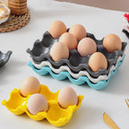 Ceramic Non-Roll Refrigerator-Safe Egg Holder (6- or 12-Slot)