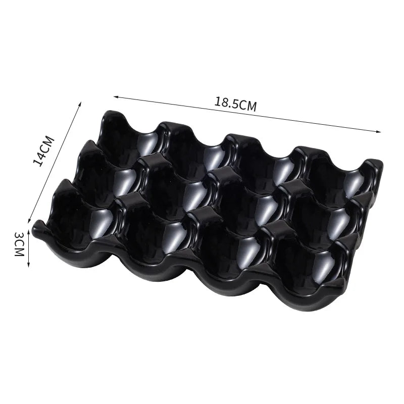 Ceramic Non-Roll Refrigerator-Safe Egg Holder (6- or 12-Slot)