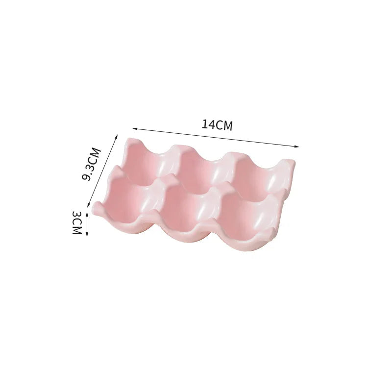 Ceramic Non-Roll Refrigerator-Safe Egg Holder (6- or 12-Slot)