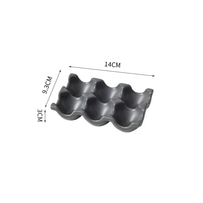 Ceramic Non-Roll Refrigerator-Safe Egg Holder (6- or 12-Slot)