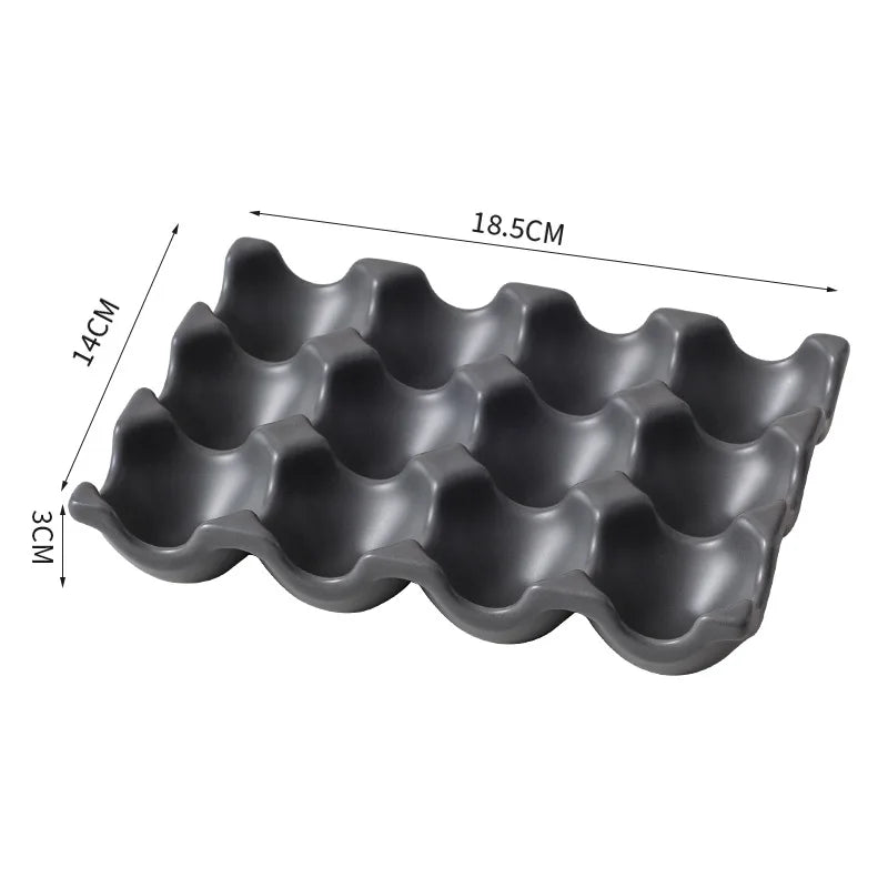 Ceramic Non-Roll Refrigerator-Safe Egg Holder (6- or 12-Slot)