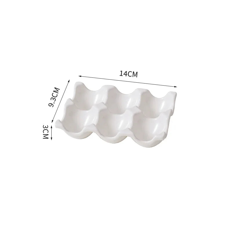 Ceramic Non-Roll Refrigerator-Safe Egg Holder (6- or 12-Slot)