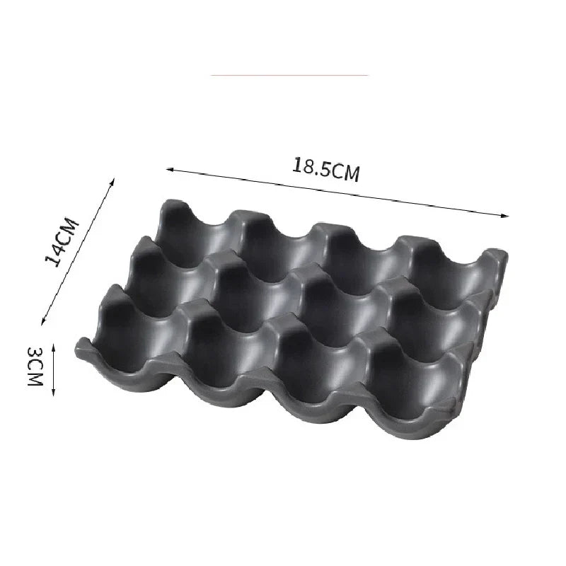 Ceramic Non-Roll Refrigerator-Safe Egg Holder (6- or 12-Slot)