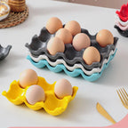 Ceramic Non-Roll Refrigerator-Safe Egg Holder (6- or 12-Slot)