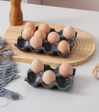 Ceramic Non-Roll Refrigerator-Safe Egg Holder (6- or 12-Slot)