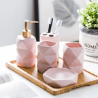 Ceramic Scandinavian Minimalist Bathroom Accessory Set (4-Piece)