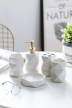 Ceramic Scandinavian Minimalist Bathroom Accessory Set (4-Piece)