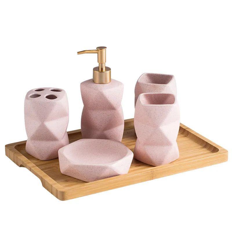 Ceramic Scandinavian Minimalist Bathroom Accessory Set (4-Piece)