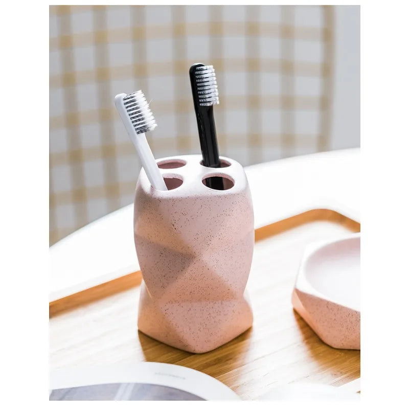 Ceramic Scandinavian Minimalist Bathroom Accessory Set (4-Piece)