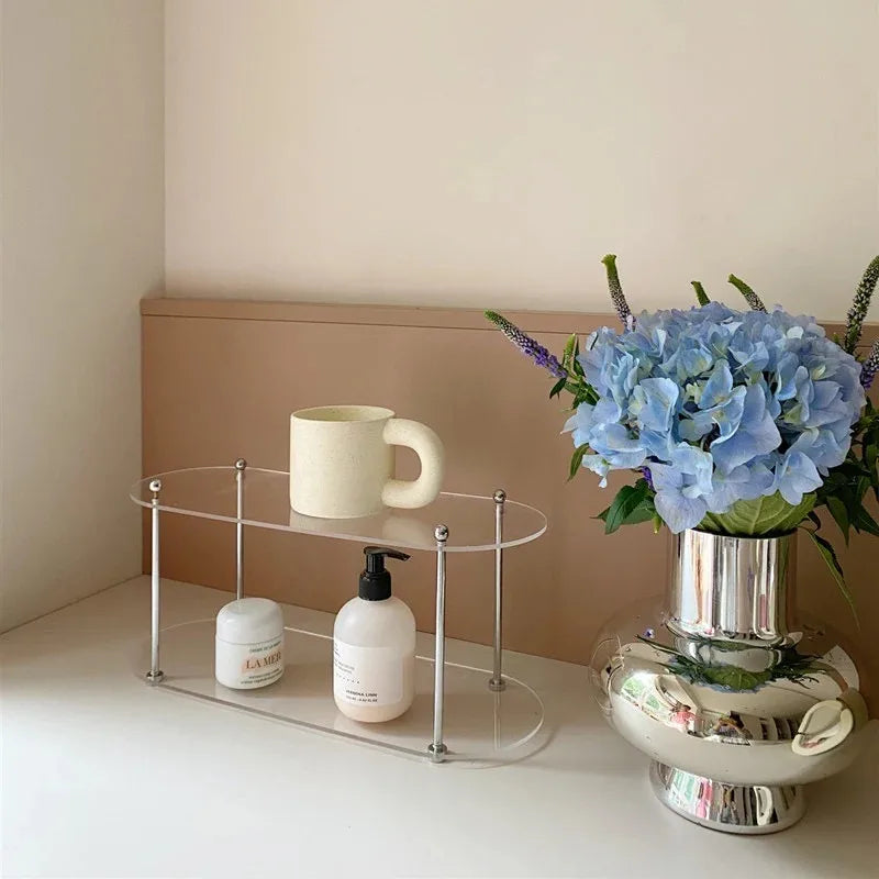 Clear Acrylic Double-Tier Cosmetic Organizer (Freestanding)