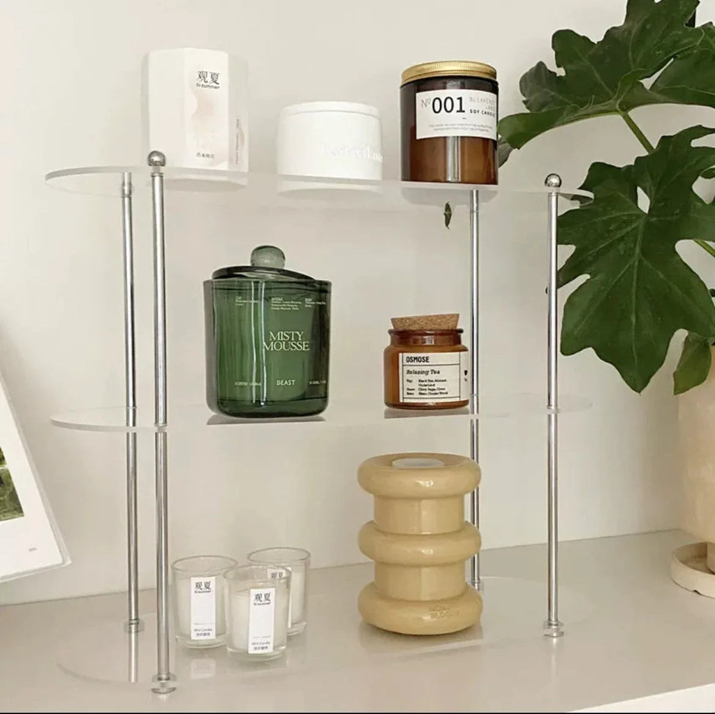 Clear Acrylic Double-Tier Cosmetic Organizer (Freestanding)