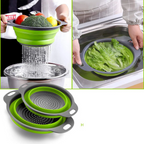 Collapsible Heat-Resistant Silicone Colander (Stainless Steel Rim)