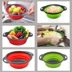 Collapsible Heat-Resistant Silicone Colander (Stainless Steel Rim)