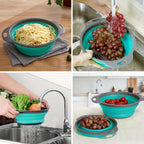 Collapsible Heat-Resistant Silicone Colander (Stainless Steel Rim)