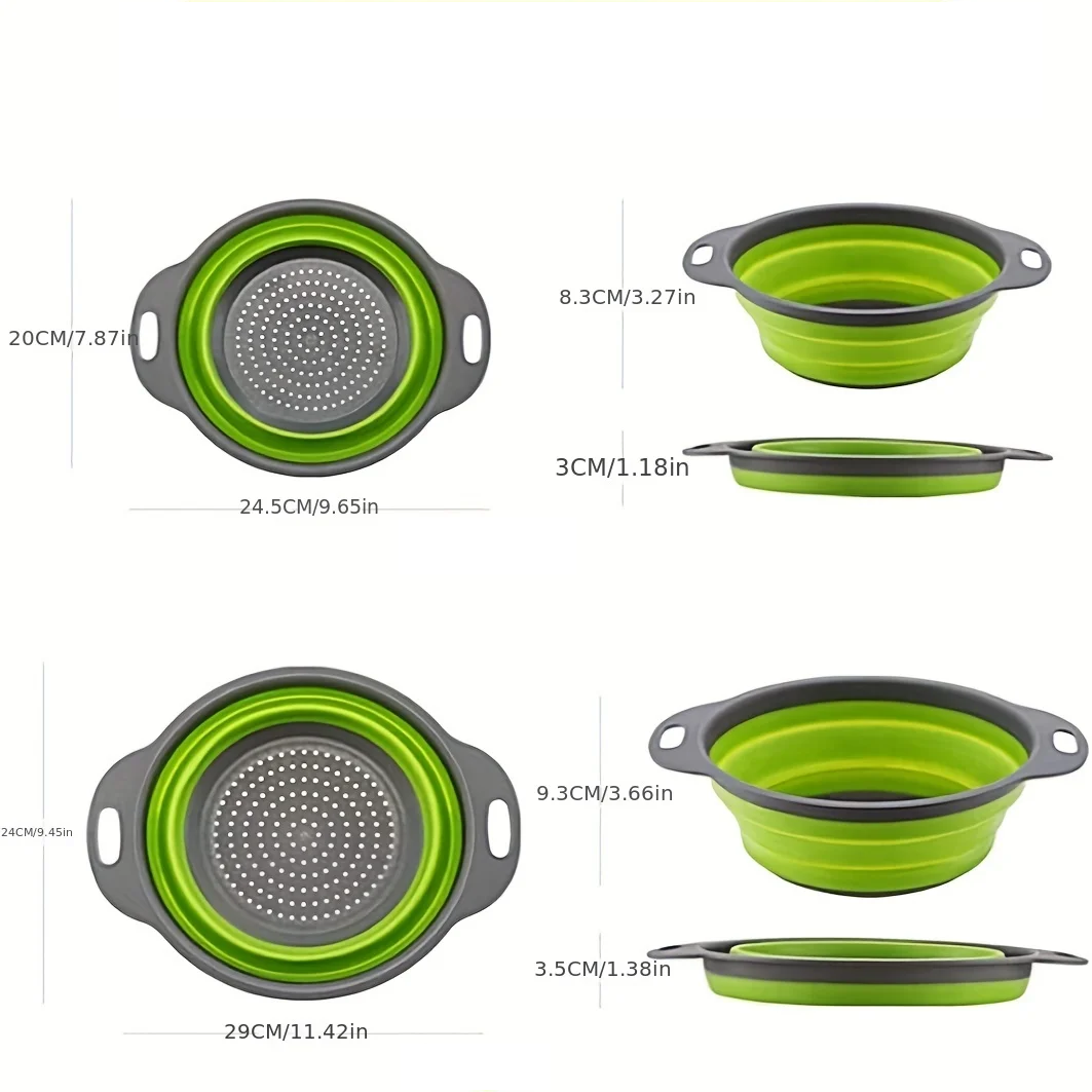 Collapsible Heat-Resistant Silicone Colander (Stainless Steel Rim)