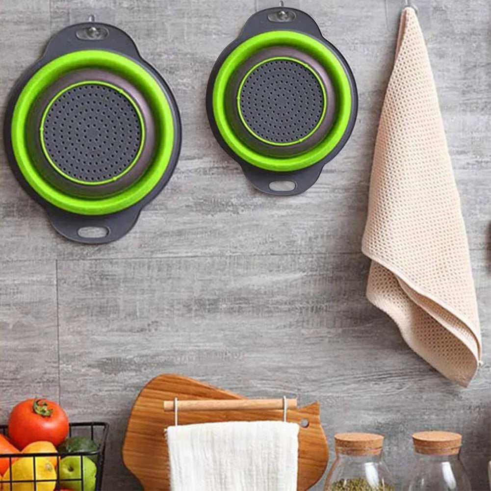 Collapsible Heat-Resistant Silicone Colander (Stainless Steel Rim)