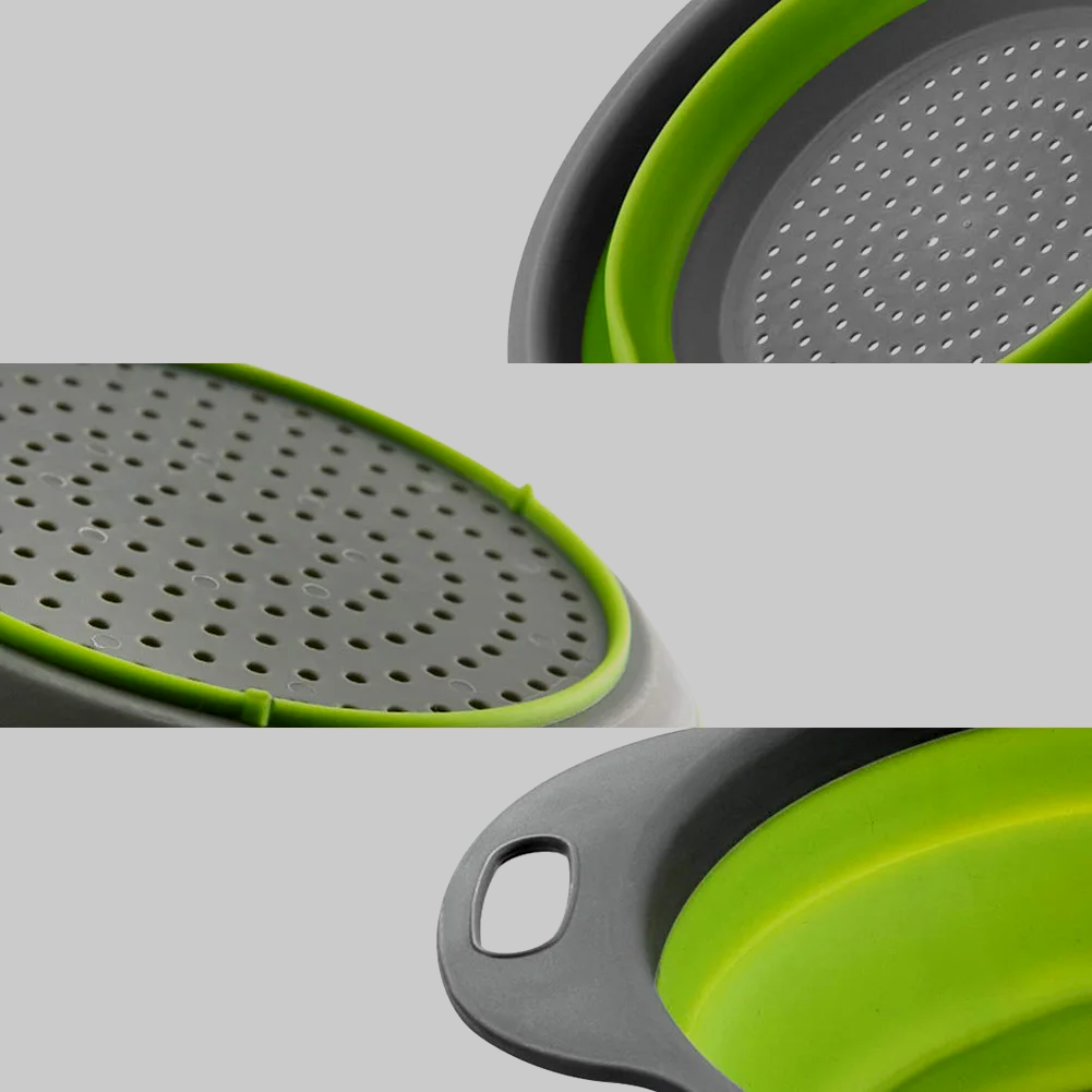 Collapsible Heat-Resistant Silicone Colander (Stainless Steel Rim)