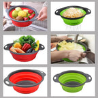 Collapsible Heat-Resistant Silicone Colander (Stainless Steel Rim)