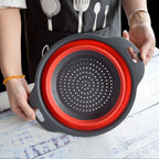 Collapsible Heat-Resistant Silicone Colander (Stainless Steel Rim)