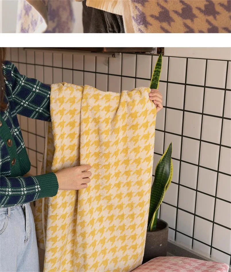 Combed Cotton Houndstooth Jacquard Face Towel