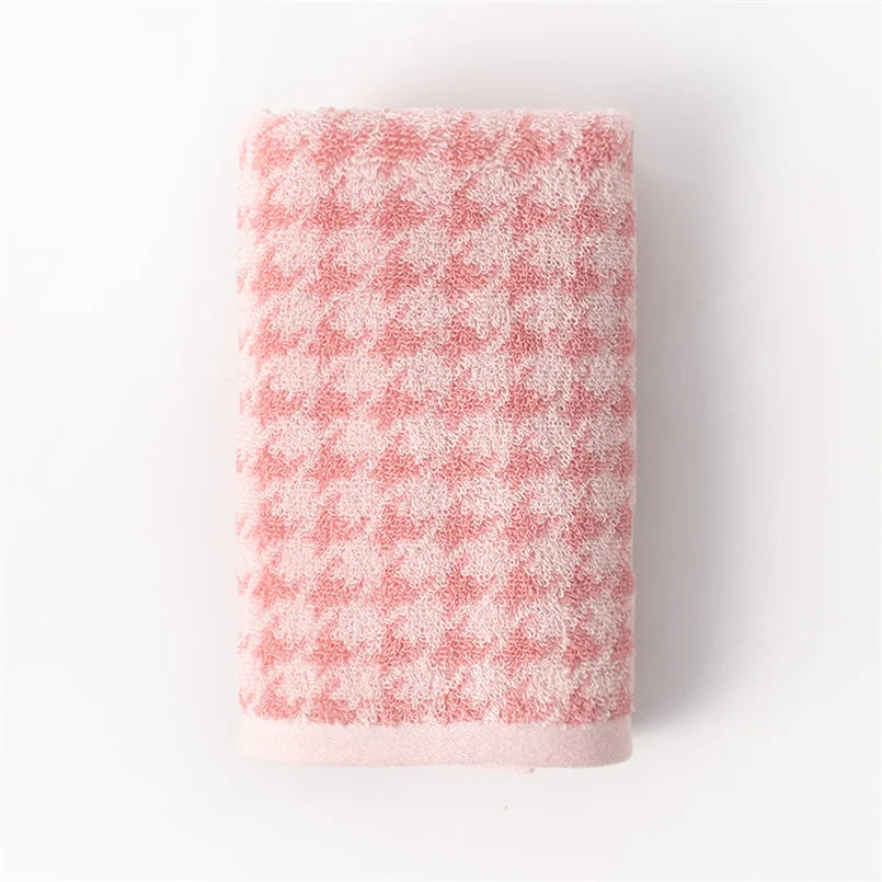 Combed Cotton Houndstooth Jacquard Face Towel