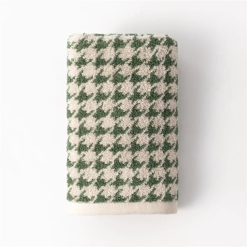 Combed Cotton Houndstooth Jacquard Face Towel