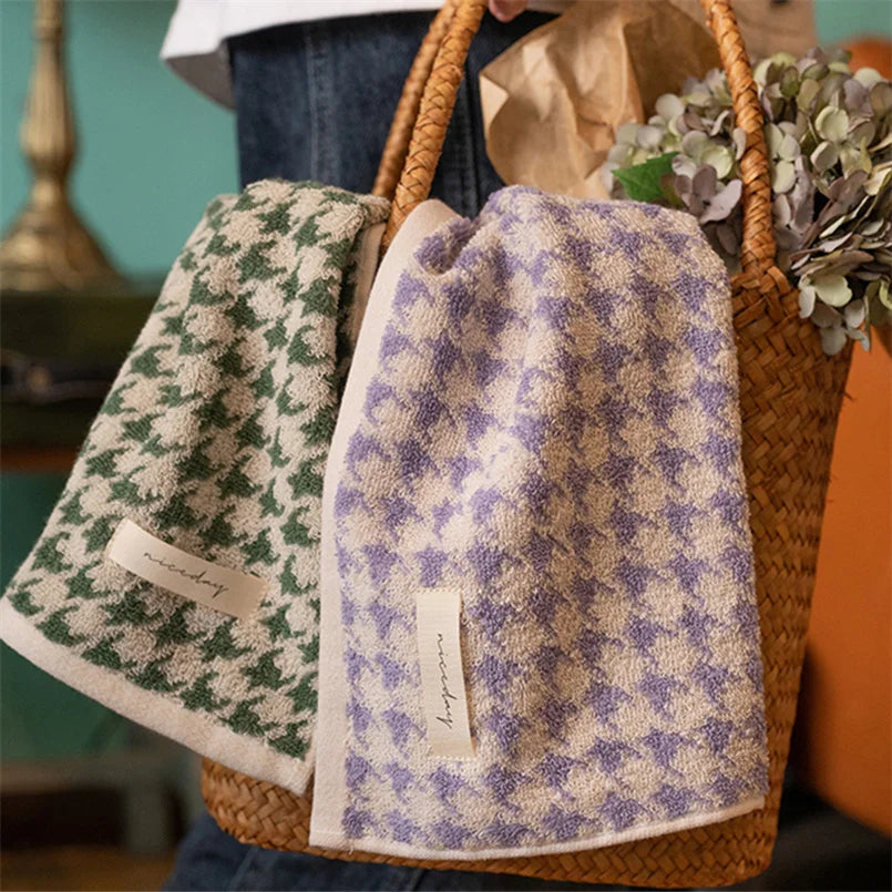 Combed Cotton Houndstooth Jacquard Face Towel